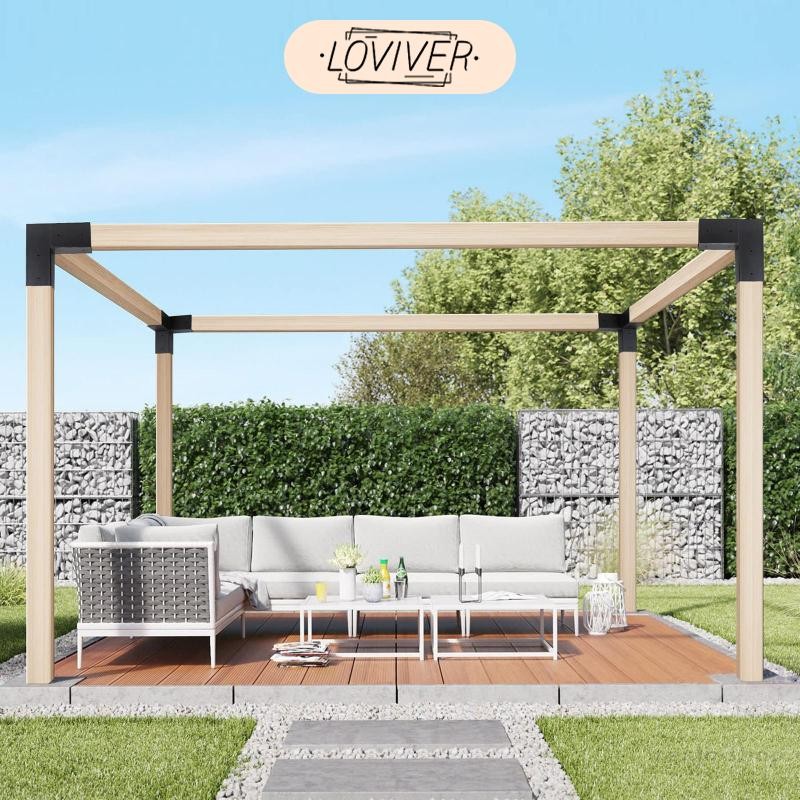 4x Pergola Brackets 4x4 Pergola Kit Stable กลางแจ้ง Pergola ฮาร์ดแวร์ DIY ไม้ยกระดับสําหรับ Limber P