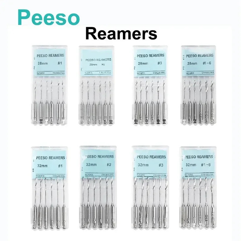 XYSZ6 ชิ้น/กล่องทันตกรรม Peeso Reamers 28 มม./32 มม.เครื่องยนต์ Endodontic Reamers เจาะ Burs Peeso R