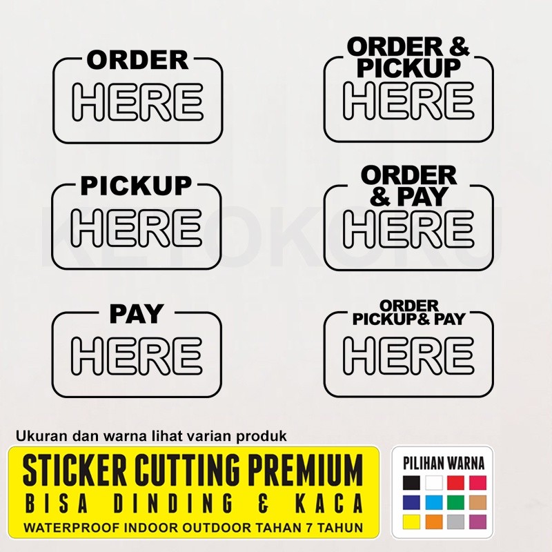Pay Here Pickup Order สติ๊กเกอร์, สติ๊กเกอร์ตัดสําหรับกระจกและผนัง, คาเฟ่, ร้านอาหาร