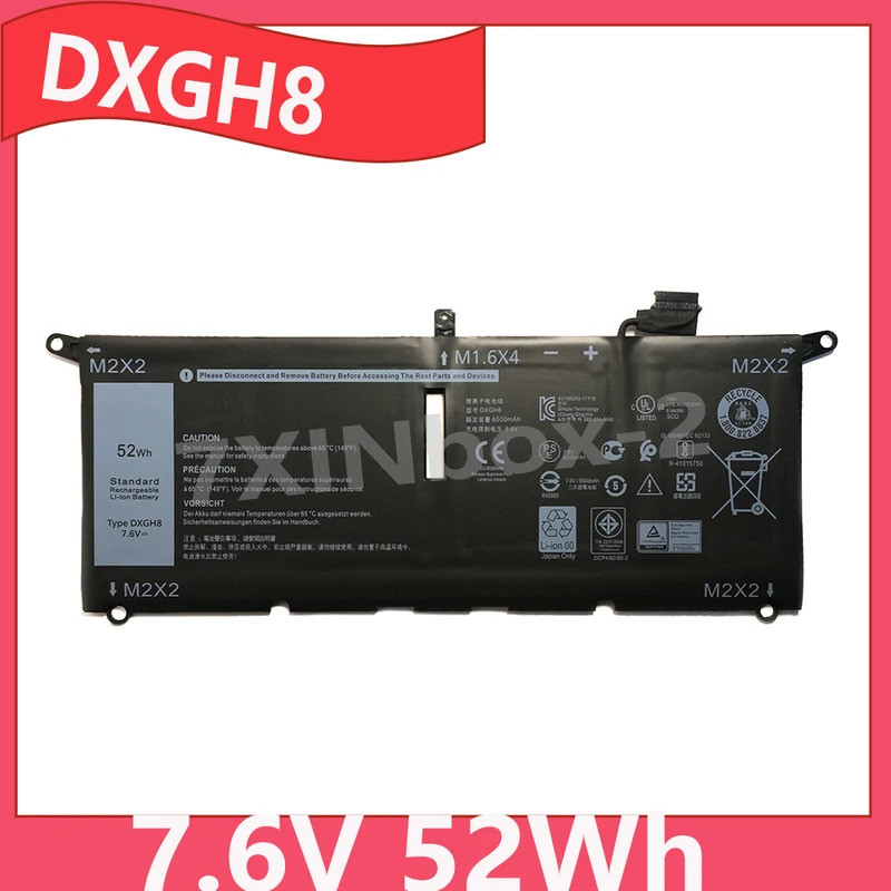 DXGH8 7.6V 52Wh OEM แบตเตอรี่แล็ปท็อปสําหรับ DELL XPS 13 9380 9370 7390 Inspiron 7390 2-in-1 14 7490