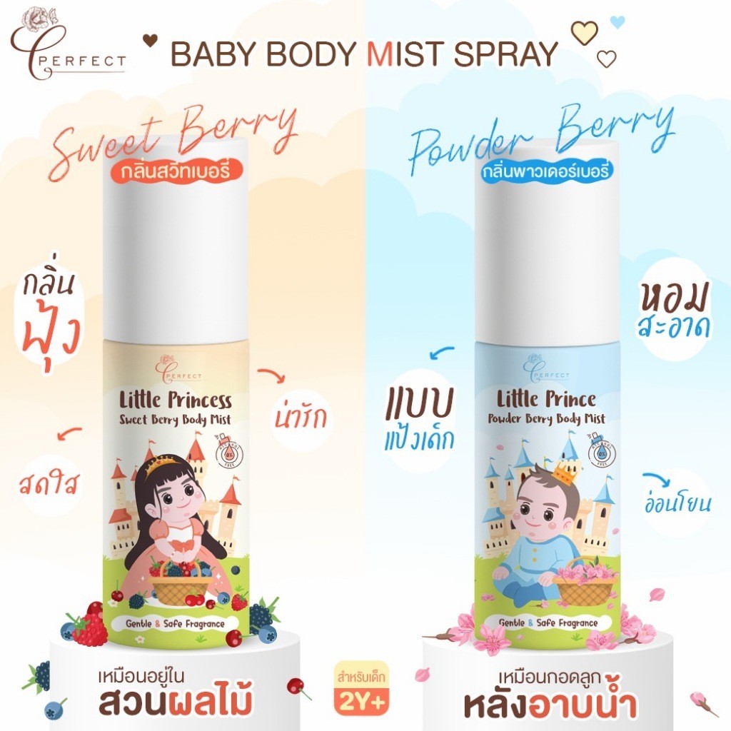 Perfect บอดี้มิสต์ ดับกลิ่นคาวเหงื่อ กลิ่นตัวแรงสำหรับเด็ก กลิ่นหอมละมุน ติดทนนาน  สูตรอ่อนโยน