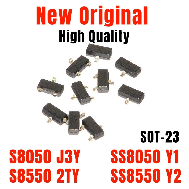 200 ชิ้นทรานซิสเตอร์ SMD S8050 J3Y,S8550 2TY,SS8050 Y1,SS8550 Y2 NPN CHIP ทรานซิสเตอร์ PNP SOT-23 MM