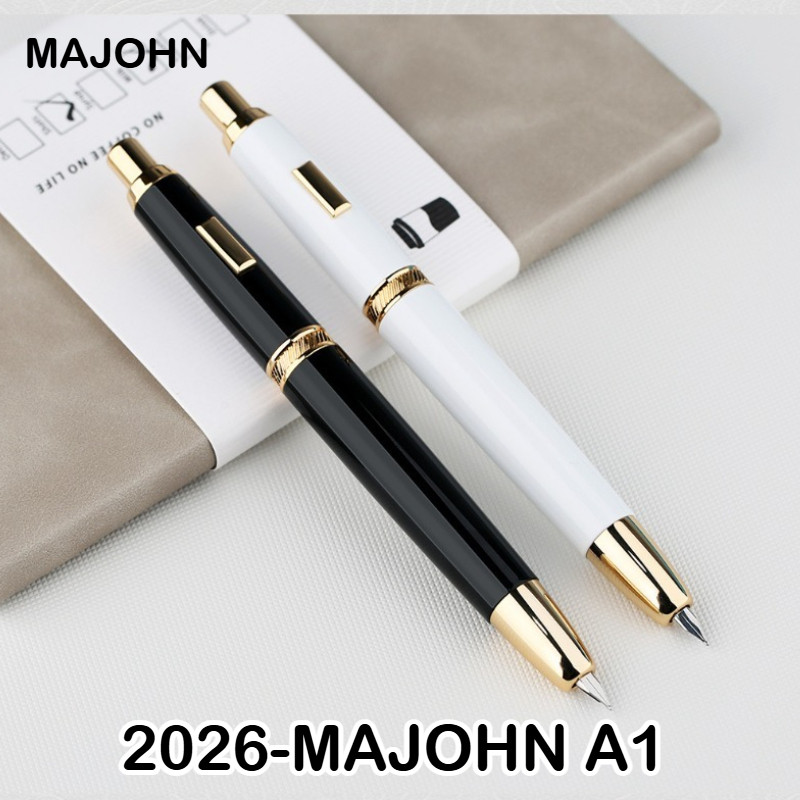 MAJOHN A1 กดปากกาหมึกซึมโลหะสีสัน Retractable พร้อมทอง/สีดําคลิปโรงเรียนอุปกรณ์สํานักงาน PK JINHAO 1