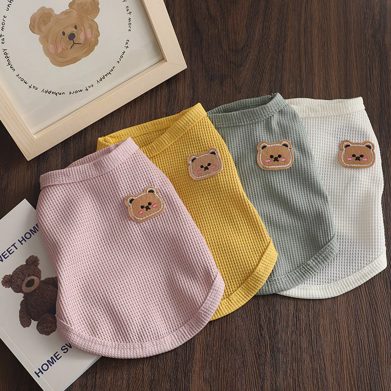 🐻☀️เสื้อกล้ามสัตว์ผ้าบางระบายอากาศ ลายหมี นุ่มใส่สบาย หมาเล็ก แมว ทุกฤดูใส่ได้