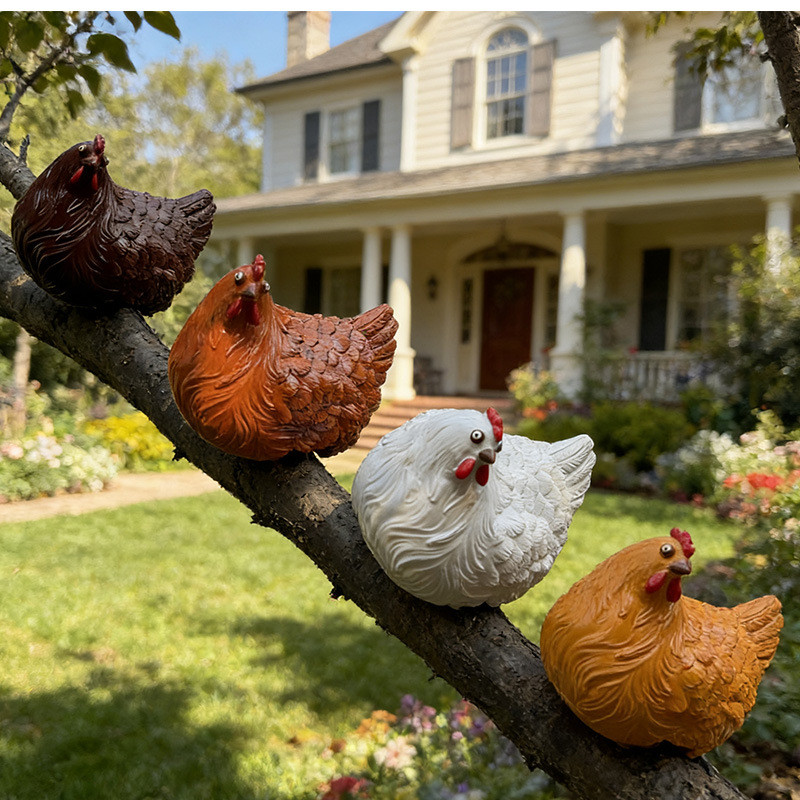 COD ของตกแต่งสวน รูปปั้นไก่แม่ ไก่ติดรั้ว ทนแดดฝน ทนทาน รูปที่ 2