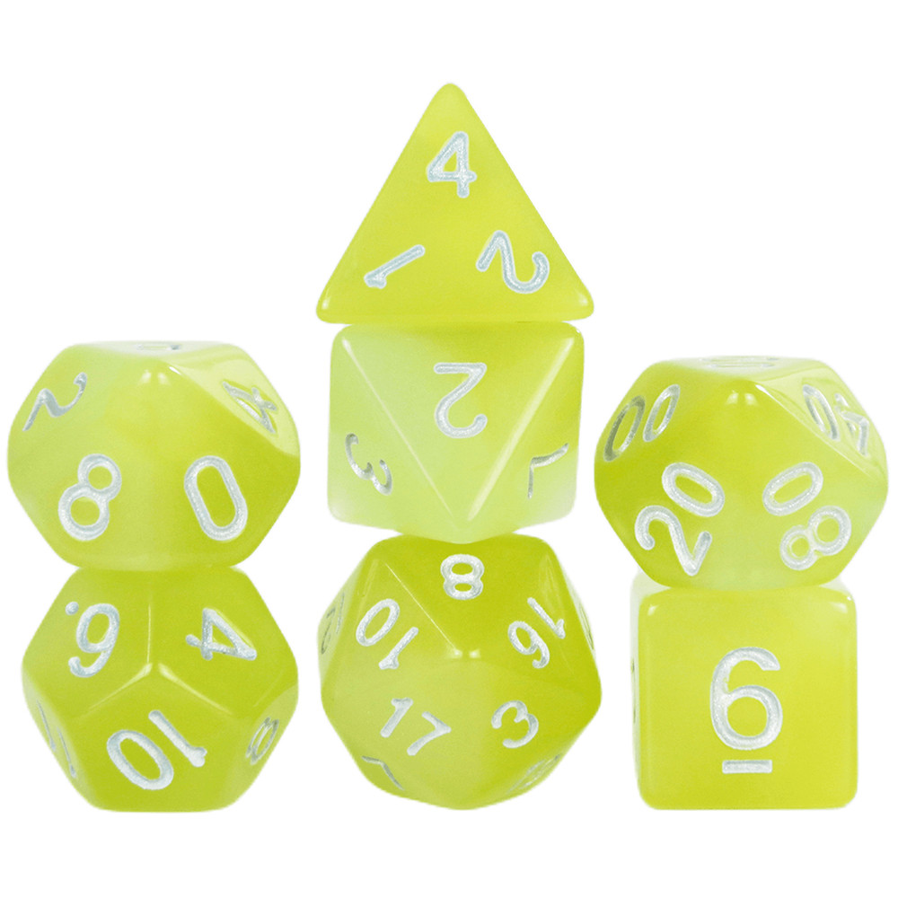 7 ชิ้น Luminescent ลูกเต๋า Polyhedral D4-D20 ลูกเต๋าสําหรับ DND TRPG เกมกระดาน, เรืองแสงในลูกเต๋า Da