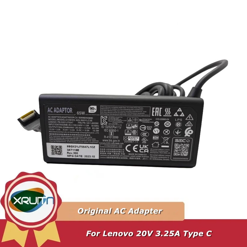 Original ADLX65YLC3E อะแดปเตอร์ AC GX21J75547 5A11J62092 20V 3.25A USB-C Type C สําหรับ Lenovo แล็ปท