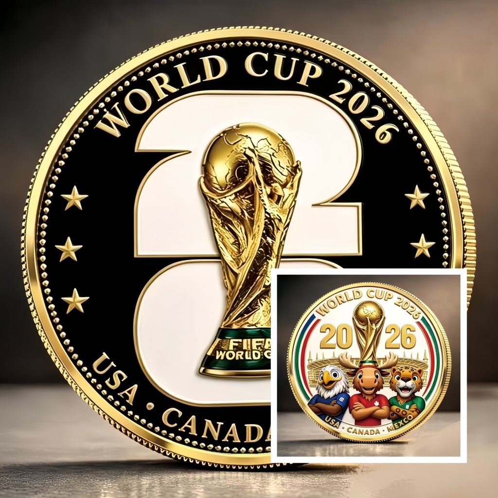 เหรียญที่ระลึกนําโชครุ่นจํากัดแนวรอบถ้วย FIFA World 2026 ในสหรัฐอเมริกา - ของสะสมเกมกระดาน