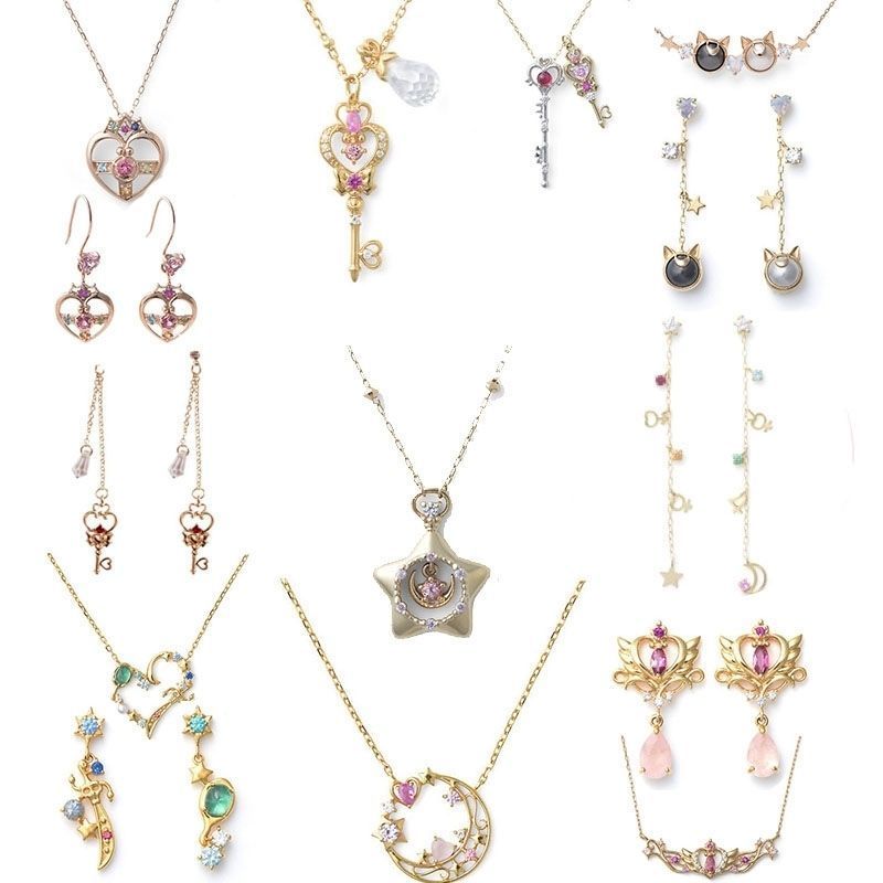 25th Anniversary Beautiful Lady สินค้าเวลา Space Key Luna สร้อยคอต่างหูจี้ต่างหูจี้เครื่องประดับชุด