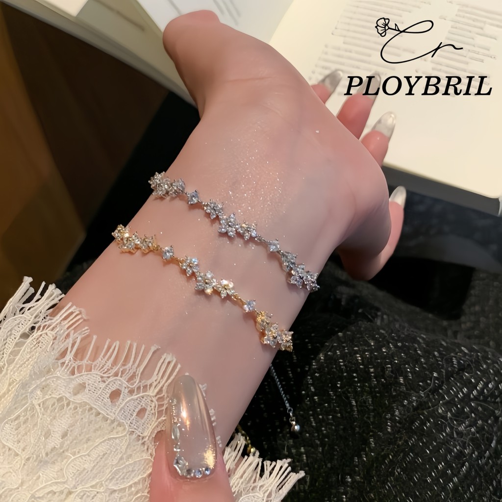 สร้อยข้อมือแบบดึงออกหญิง ประดับดอกไม้ขนาดเล็ก Zircon และ เพชร สไตล์ Cherry Blossom สำหรับโอกาสต่างๆ ในสไตล์ไฮเอนด์ S045