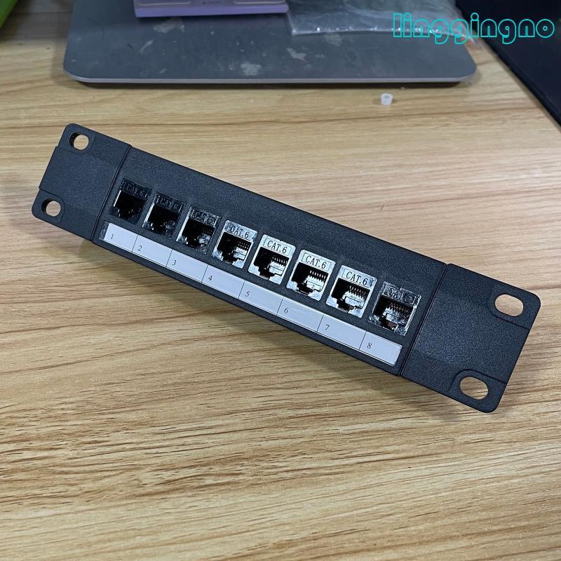 RR 8-พอร์ตสําหรับแมว6แผงแพทช์โล่RJ45 10Gพร้อมพลาสติกติดตั้งสี-รหัสติดฉลากสําหรับT568AและT568Bสายไฟ