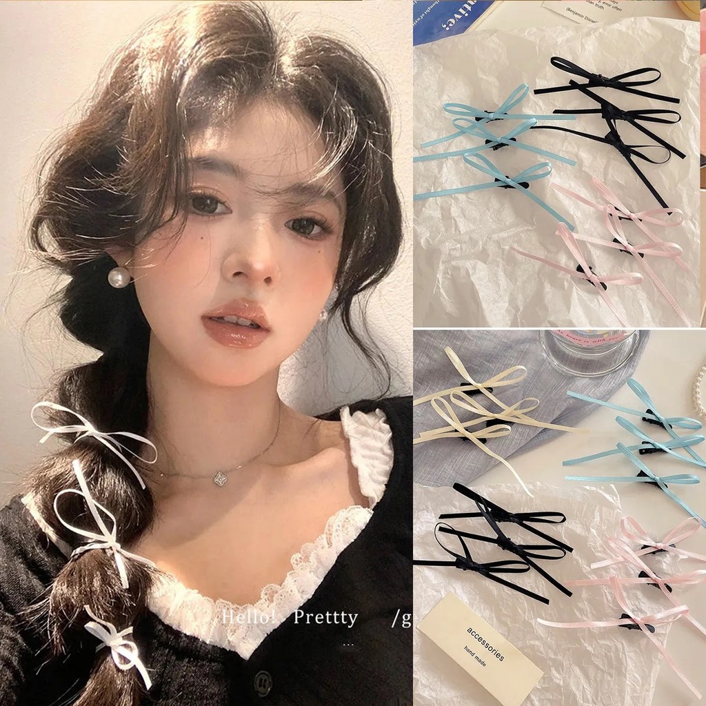 สไตล์เกาหลี0.3เซนติเมตรบางริบบิ้น หลากสี โบว์กิ๊บหวานบัลเล่ต์สไตล์ริบบิ้นซูเปอร์นางฟ้าถักอุปกรณ์ผม