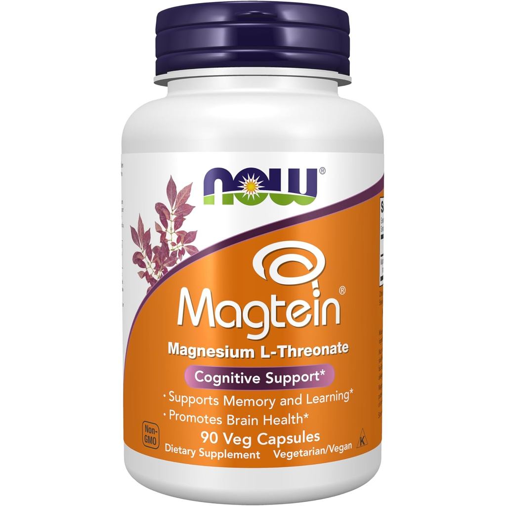 NOW Foods Supplements, Magtein™ with patented form of Magnesium (Mg), Cognitive Support*, 90 Veg Cap