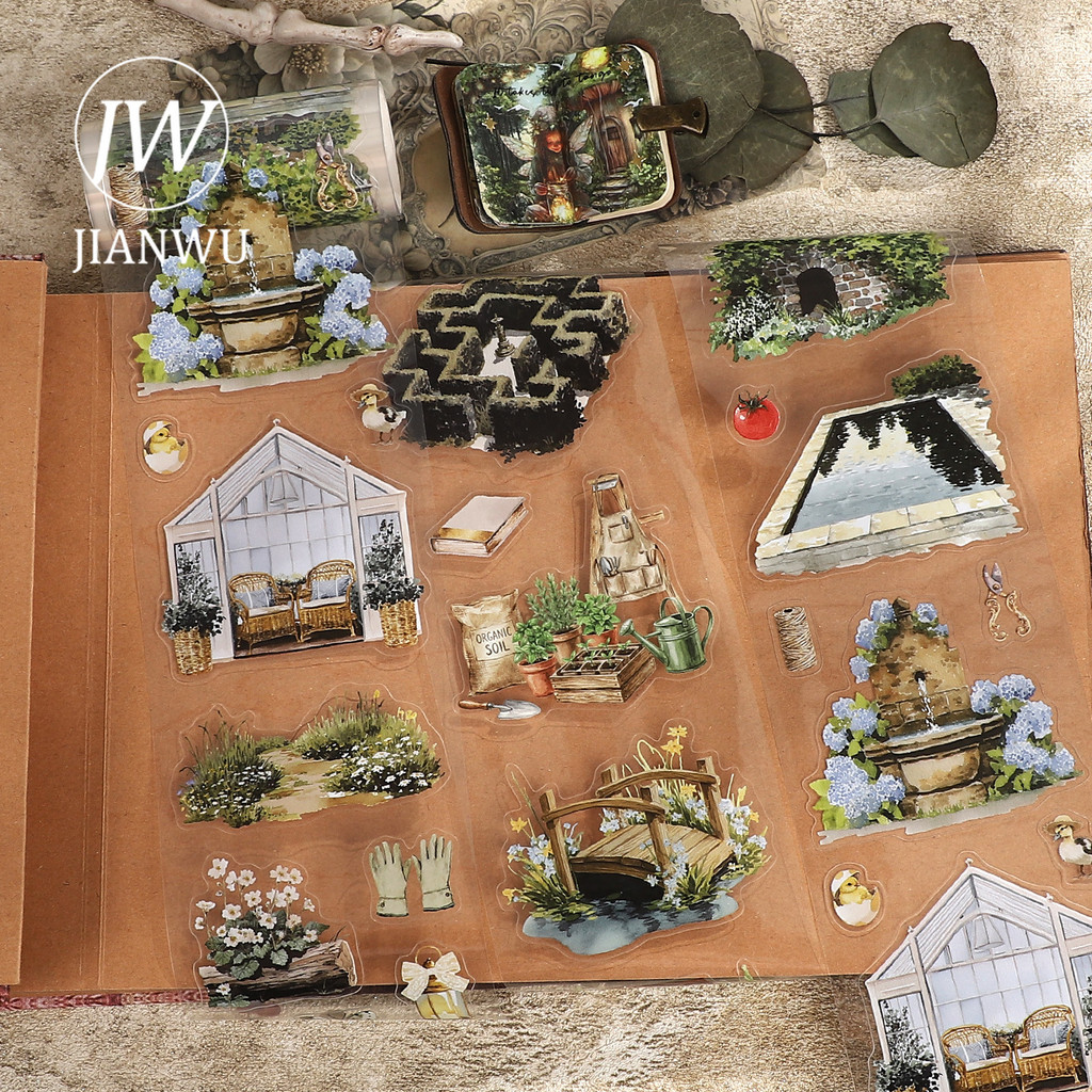JIANWU 80 มม.* 200 ซม.VINTAGE Garden Plant ดอกไม้ภูมิทัศน์วัสดุ Collage Scrapbooking PET เทป Creative DIY Journal เครื่องเขียน