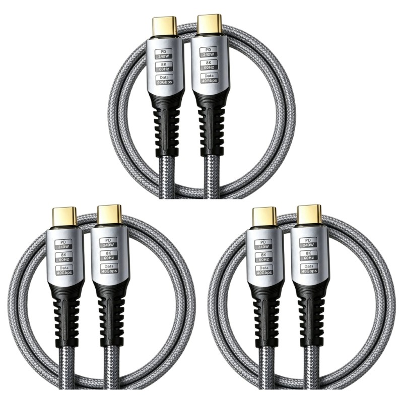 BTM สาย Type C ถึง Type C 240W ชาร์จเร็ว 40Gbps Data Transfer Video Output