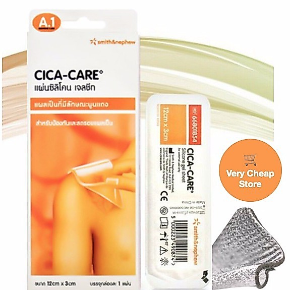 Cica-Care แผ่นซิลิโคนรักษารอยแผลเป็น ลดรอยคีลอยด์ แผลผ่าตัด แผลนูน ขนาด 12x3 ซม.