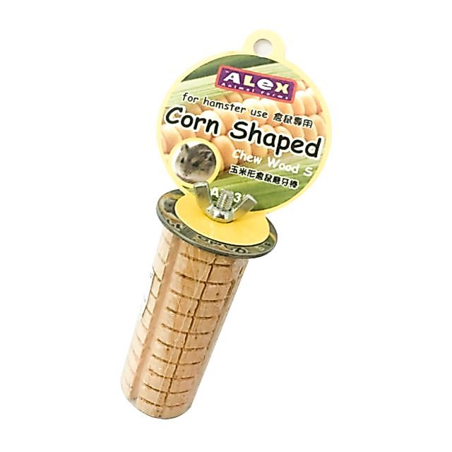Alex Hamster corn shaped chex wood size s ไม้ลับฟัน รูปทรงข้าวโพด สำหรับหนูเเฮมเตอร์ เเละสัตว์ฟันเเทะ มีตัวล๊อคยึดกับกรง