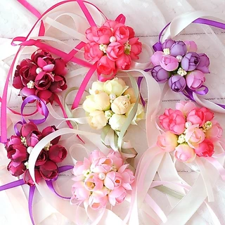 ข้อมือเพื่อนเจ้าสาว (จัดส่งภายใน3-4วัน) ริบบิ้นข้อมือดอกไม้