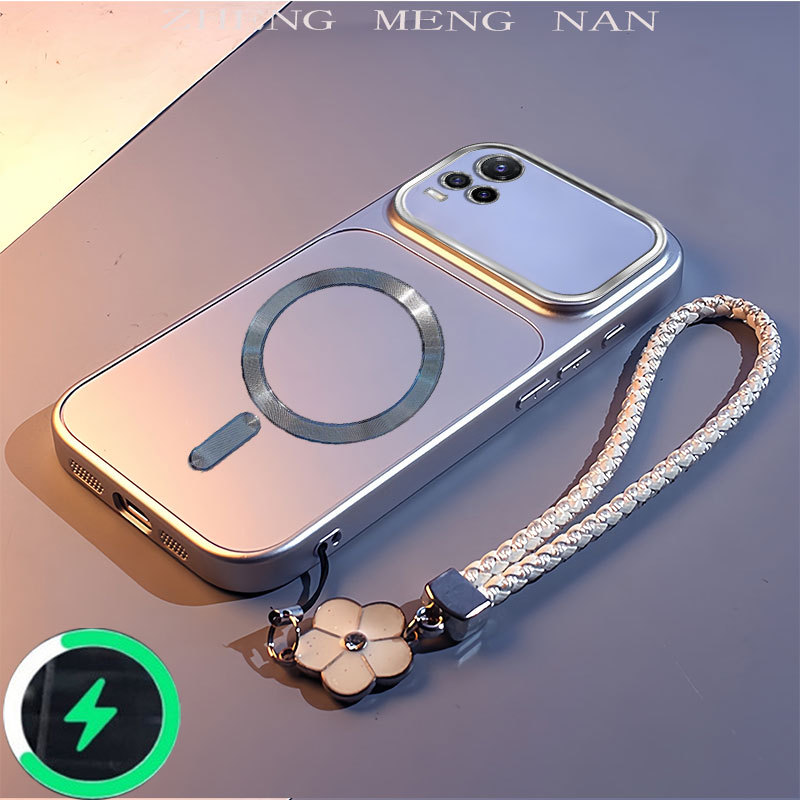 เหมาะสําหรับ VIVO V21 5G VIVO V21 PRO VIVO V20 PRO ใหม่ 3D magnetic coil + เชือกหนา frosted เงินเคสโ