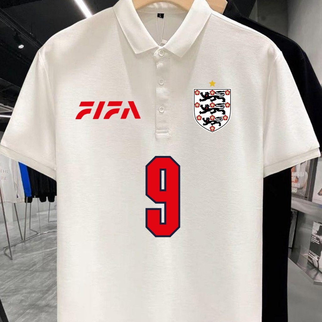 ฟุตบอลโลก/อังกฤษ/Harry Kane เสื้อฟุตบอล No.9 Harry Edward Kane Fan jersey/สไตล์กีฬา/unisex/เสื้อโปโล