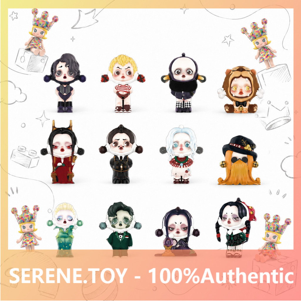 POPMART SKULLPANDA Adams Family Series Mystery Box ของเล่นตกแต่งของขวัญ