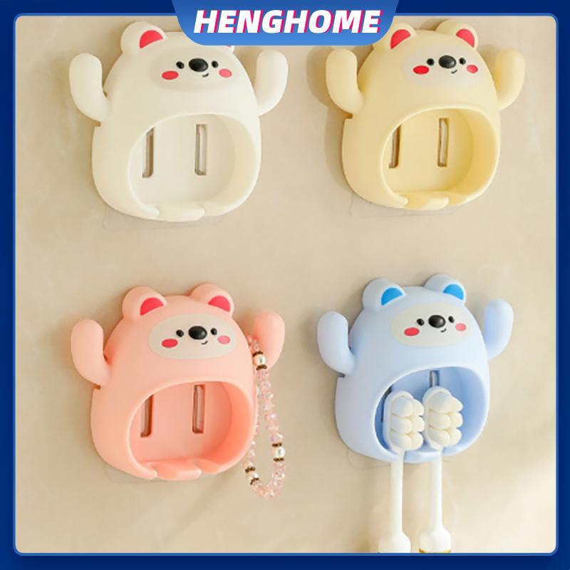 HENGHOME การ์ตูนผู้ถือแปรงสีฟันน่ารักตลกสัตว์ Wall Mount Hooks Wall ดูดถ้วยอุปกรณ์ห้องน้ําของขวัญสําหรับเด็ก HENGHOME