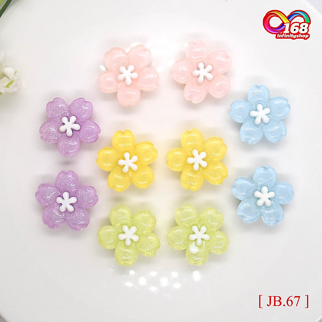 เซ๊ต 8 ชิ้น/10 ชิ้น#jibbitz เช็ตดอกไม้ ร้านไทย#ติดรองเท้า#กระเป๋า#DIY พีวีซี น่ารัก อุปกรณ์เสริม[ JB.67 ]