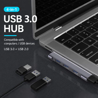 อะแดปเตอร์ USB Hub แบบเสียบด้านข้าง 4 in 1 Type C อะแดปเตอร์ USB HUB Universal OTG USB3.0 Docking Station สำหรับแล็ปท็อป