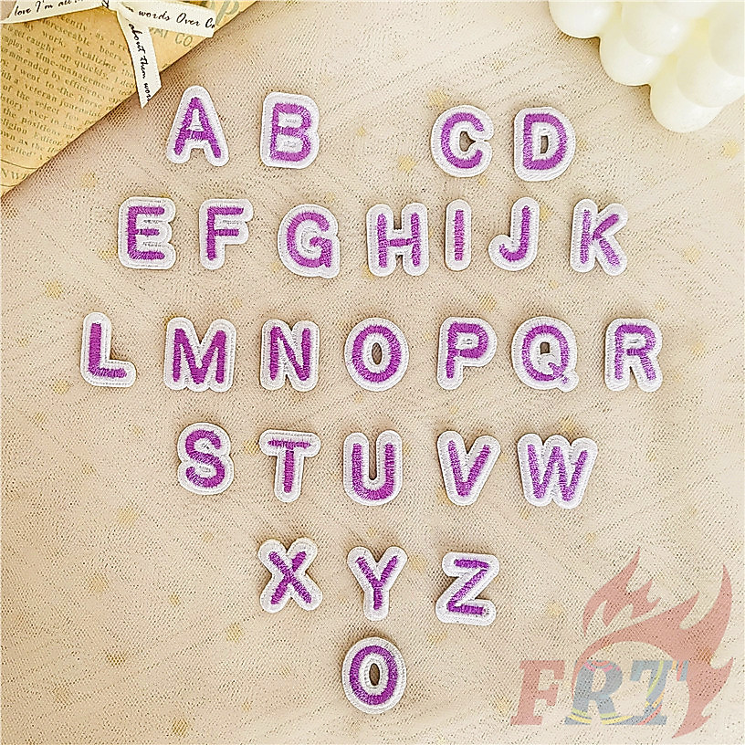 แพทช์สติกเกอร์สีม่วง Mini Arial English Letters Series 05 มีกาวในตัวสำหรับงานDIY