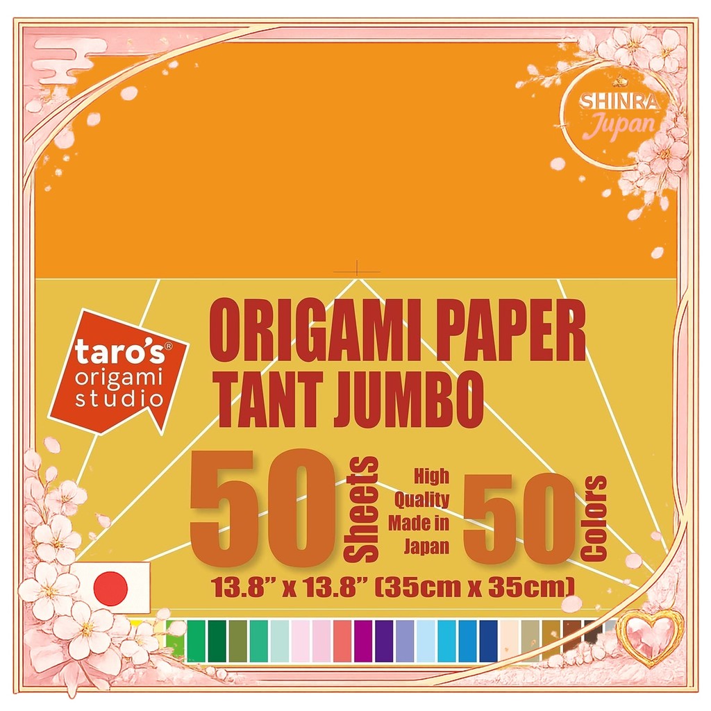 《Direct From Japan》  Taro's Origami Studio Tanto Paper, Standard 35cm, Double-Sided Color, 50 Colors