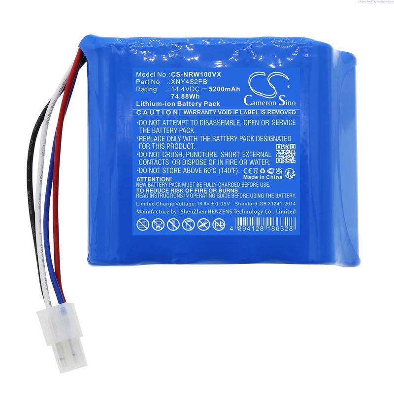 Cameron Sino 14.4V 5200mAh แบตเตอรี่สูญญากาศ XNY4S2PB สําหรับ NARWAL J1, J2, YJCC001, YJCC010, T10, 