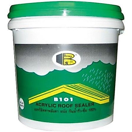กาวอะครีลิคทาหลังคา Bosny Acrylic roof sealer B101 4.5กก.ดาดฟ้า กันน้ำรั่ว-ซึม100% อุดรอยแตกร้าว bonus