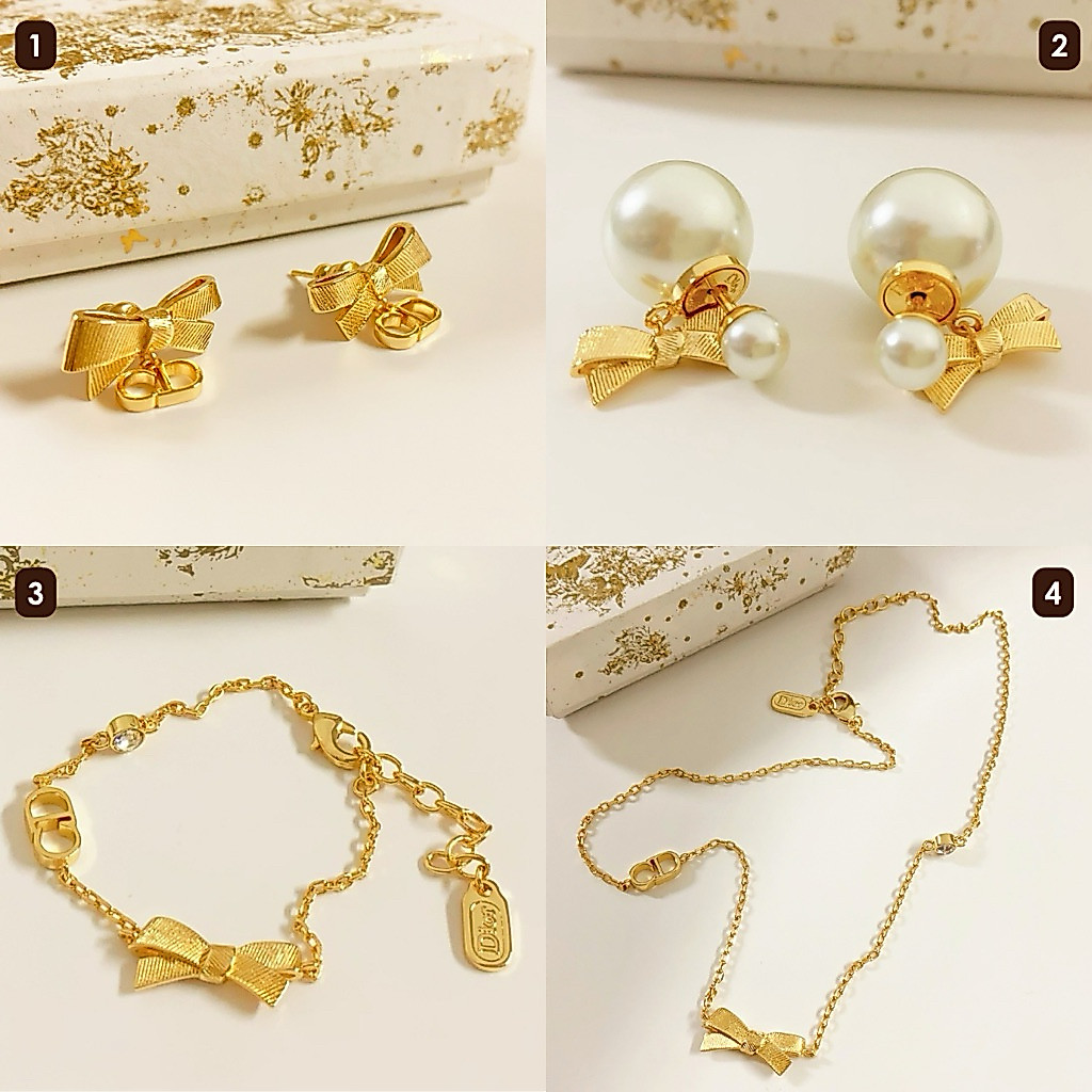 🔥SALE🔥ต่างหู ข้อมือ สร้อยคอ โบว์ทอง | 🎀☀️ GOLD RIBBON EARRINGs
