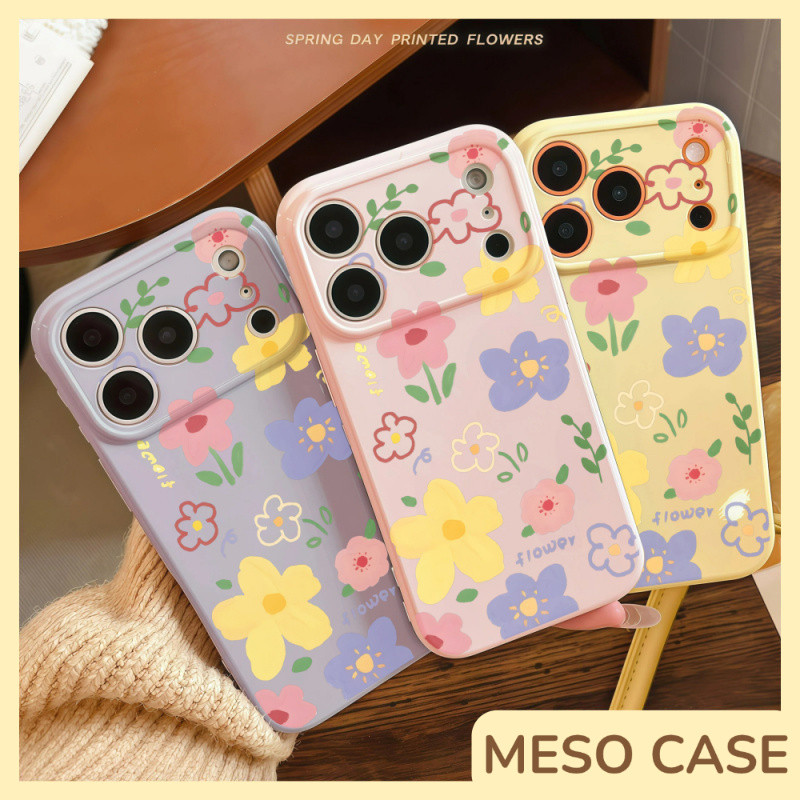 MESO - เคสโทรศัพท์รูปหัวใจ นุ่มแวววาว ใช้ได้กับเคส iPhone 11 และ iPhone 17 Pro Max ดอกไม้สีสันสดใสสวยงาม