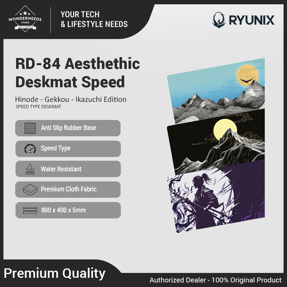 Sades Ryunix RD-84 Aesthetic Mousepad Gekkou Ikazuchi Hinode Gaming Deskmat ประเภทความเร็ว