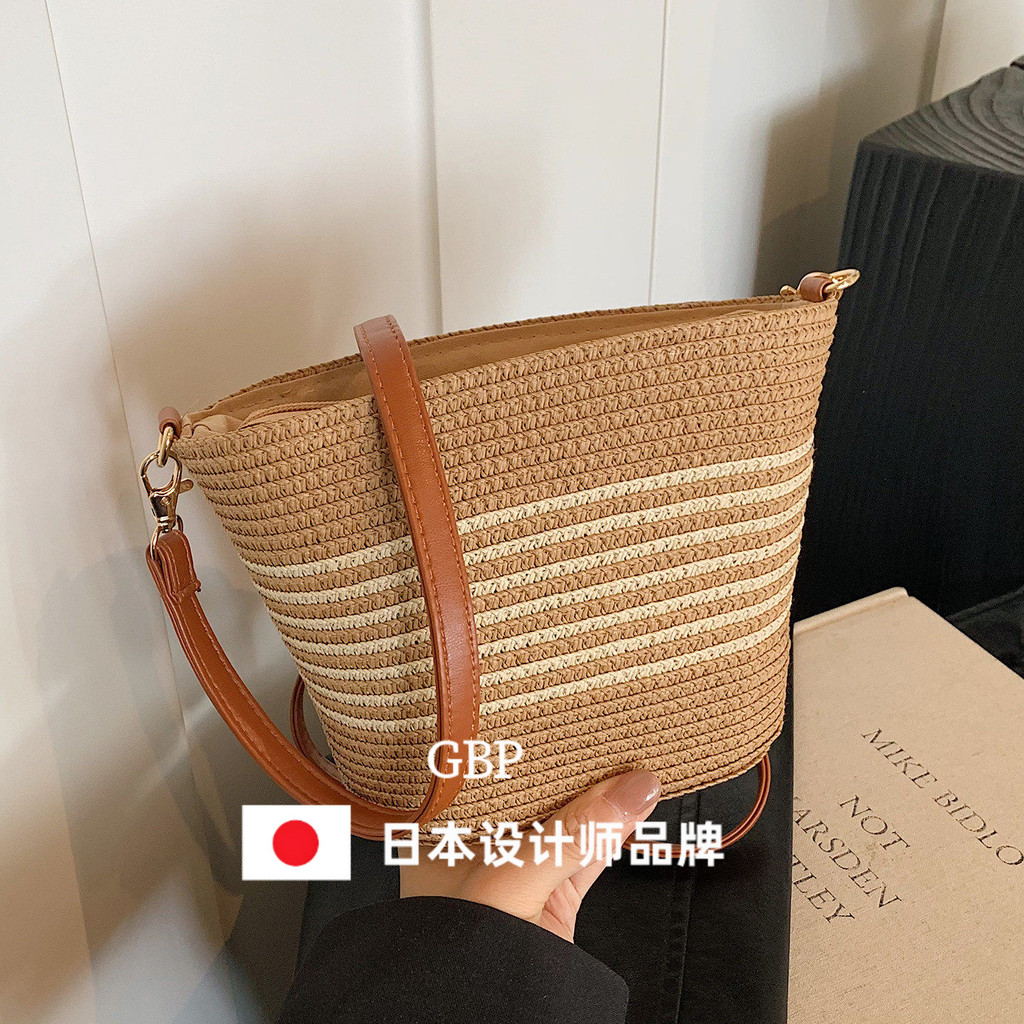 Japan Japan Japan フッョdes Hand-ทอ Bucket Bag 2026 New Style Straw Bag Shoulder Messenger Bag