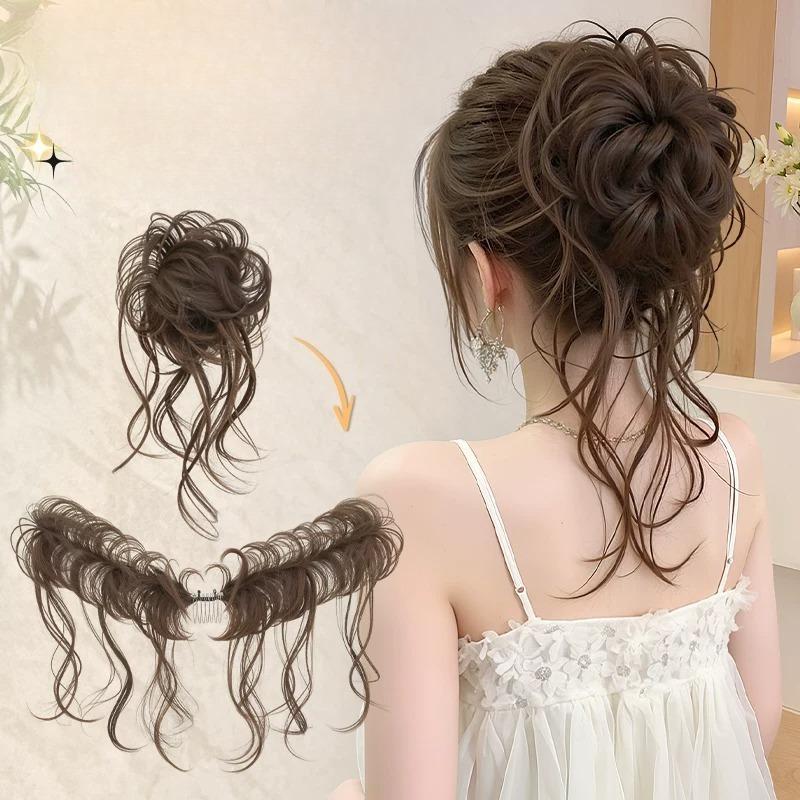 Maruko Head วิกผม Feather Duster Dragon Beard Lazy Disc ผมรหัสวิกผมธรรมชาติจําลองปริมาณผม Fluffy วิกผมผม Band