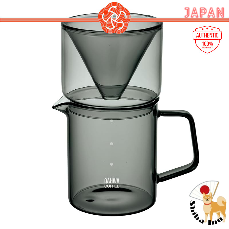 QAHWA (Kafua) 400ml coffee dripper and server set, dishwasher-safe, heat-resistant glass (CB Japan)