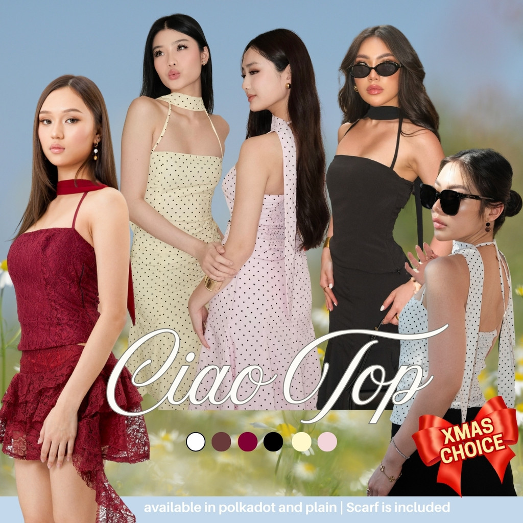 Shewearssugar Ciao Top | เสื้อผ้าผู้หญิง | เสื้อตัวในผู้หญิง | Coquette Top | ลายจุดลายจุด