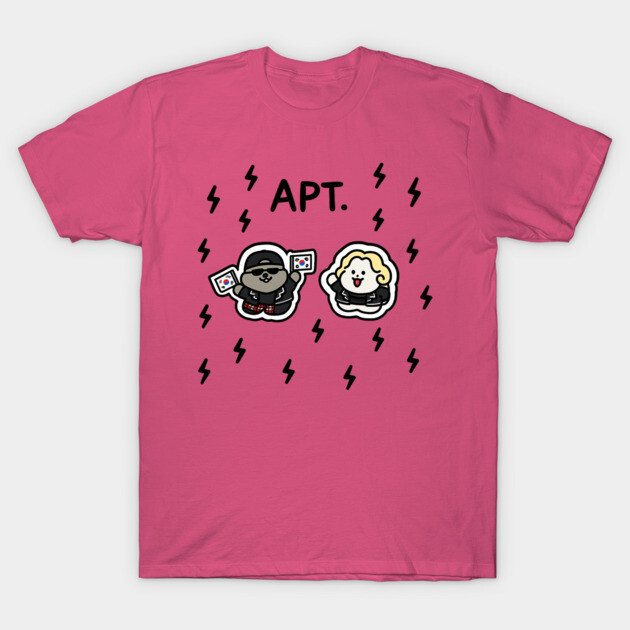 เสื้อยืด Vintage Cute apt apt song T-Shirt แท้ Cotton 100% คอกลม ใส่เดินทาง น่ารัก เกาหลี รัดรูป