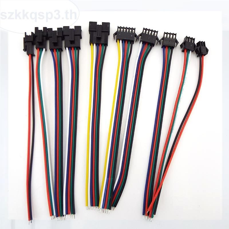 10 คู่ SM JST ชายหญิง 2P 3P 4P 5P 6P Connector สายไฟ 22 AWG 80C 300V สําหรับ 3528 5050 RGB RGBW LED 