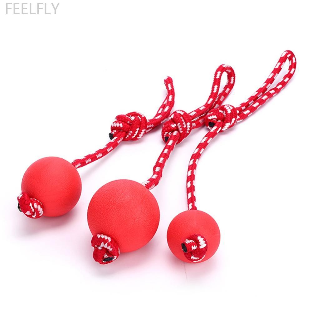 FEELFLY ทําลายลูกบอลยางแข็งสัตว์เลี้ยงสุนัขของเล่นการฝึกอบรม Chew Play Fretch กัดของเล่นสุนัขเล่นลูก