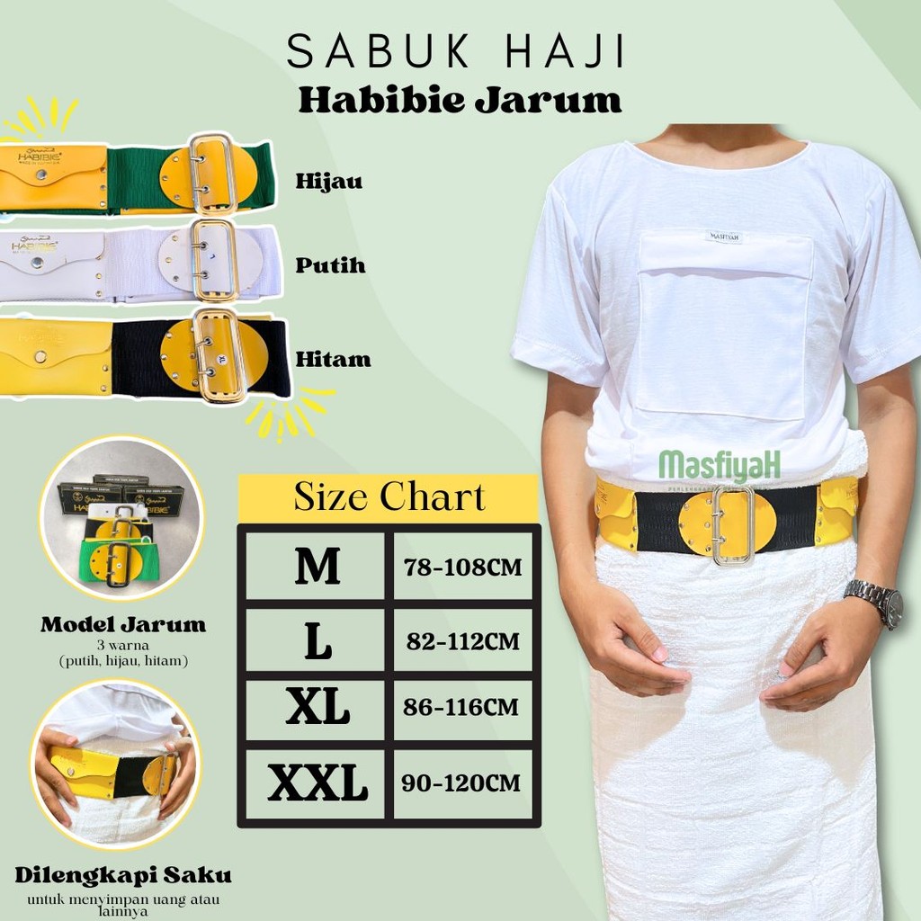 HABIBIE BELT NEEDLE IHRAM BELT HAJJ BELT UMRAH BELT ผู้ใหญ่ UMRAH BELT HAJJ UMRAH EQUIPMENT MZ