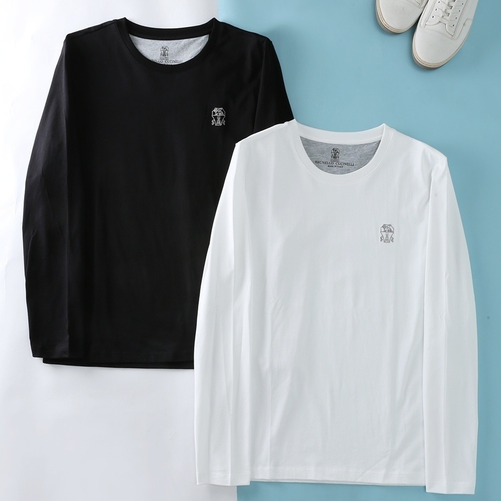 N9VJ อิตาลี BC เสื้อผ้าผู้ชาย 25 ต้นฤดูใบไม้ร่วงสีบริสุทธิ์สบายๆแฟชั่นขนาดใหญ่ผู้ชายแขนยาวรอบคอ Bott