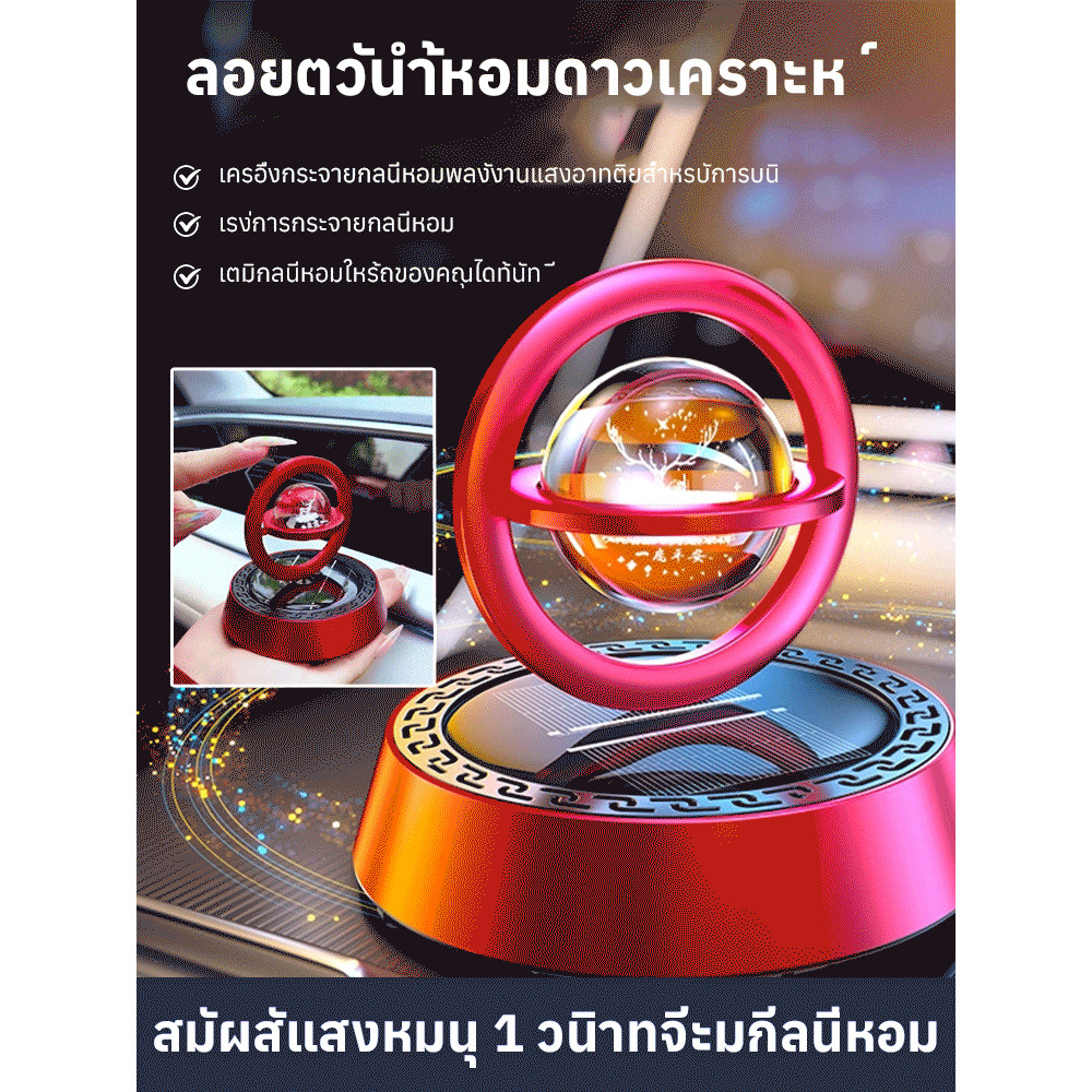 ราคาต่ำสุด รถน้ำหอมปรับอากาศคริสตัลลอยพลังงานแสงอาทิตย์ เครื่องพ่นอโรม่าแบบโซลาร์เซลล์ อโรมาเทอราพีในรถยนต์ น้ำหอมในรถยนต์ กลิ่นหอมจากธรรมชาติ