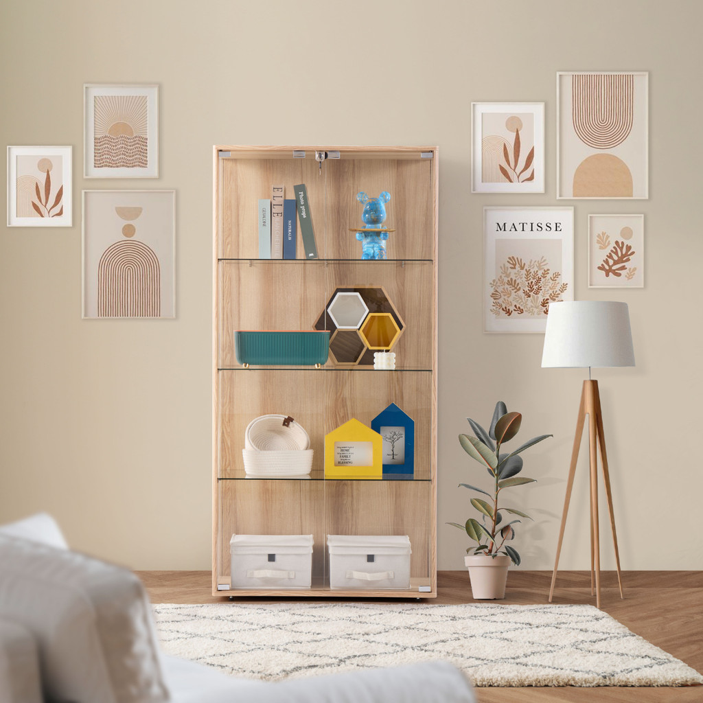 Koncept Furniture ตู้โชว์กระจกใส รุ่น Bebby ขนาด 80 ซม. สีไม้อ่อน (80x40x162 ซม.)  แบรนด์ KONCEPT FURNITURE