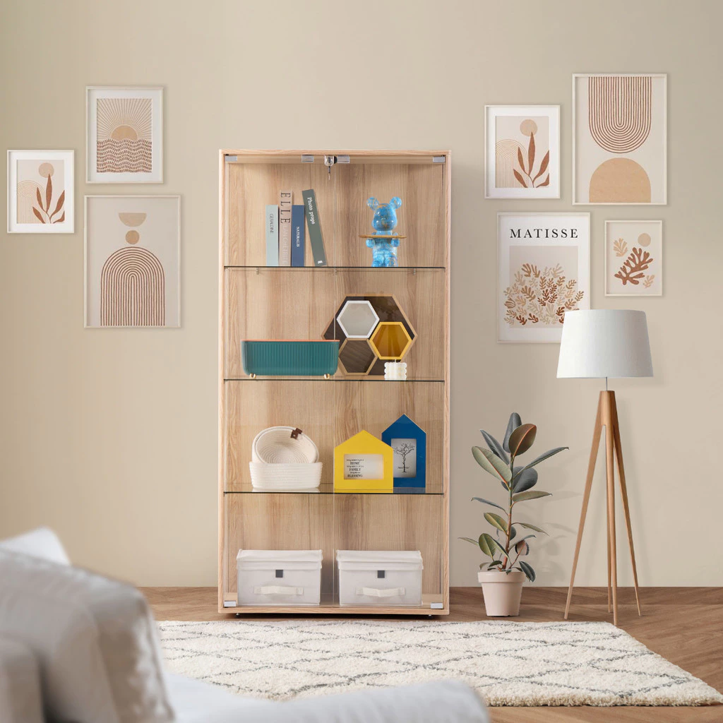 Koncept Furniture ตู้โชว์กระจกใส รุ่น Bebby ขนาด 80 ซม. สีไม้อ่อน (80x40x162 ซม.) แบรนด์ KONCEPT FURNITURE