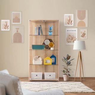 Koncept Furniture ตู้โชว์กระจกใส รุ่น Bebby ขนาด 80 ซม. สีไม้อ่อน (80x40x162 ซม.) แบรนด์ KONCEPT FURNITURE