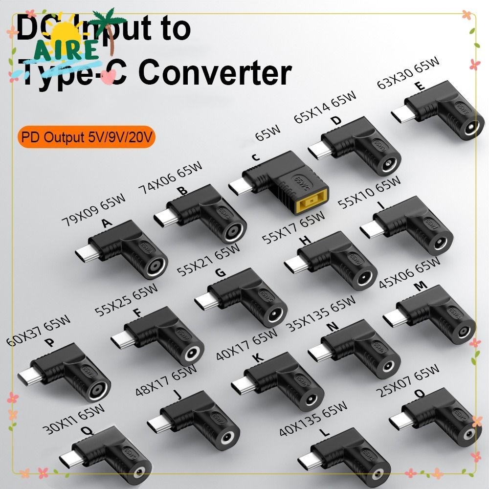 AIRE Power Adapter ทนทาน USB C Connector 5.5X2.5 7.4X0.9 4.5X0.6mm PD 65W สําหรับ //