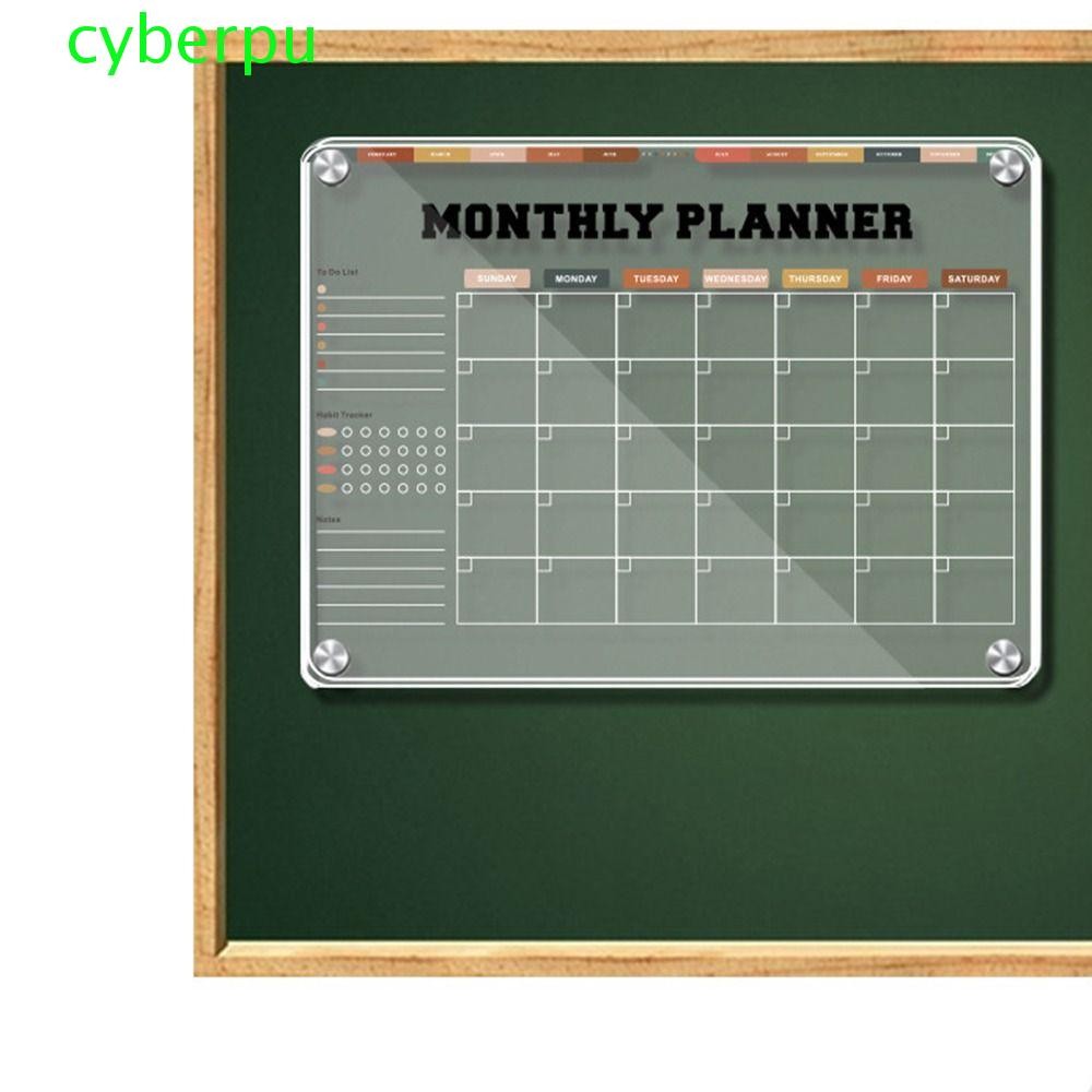 CYBERPULSE Magnetic Acrylic Weekly Planner, 3D Transparent Erasable Memo Board, Note Board Set ตู้เย